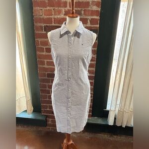 Tommy Hilfiger Light Weight Blue & White Striped Button-Front Seersucker dress